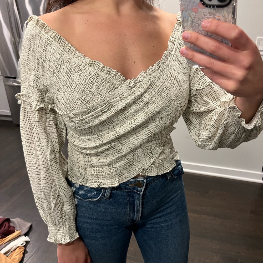 Illa Illa smocked off the shoulder blouse